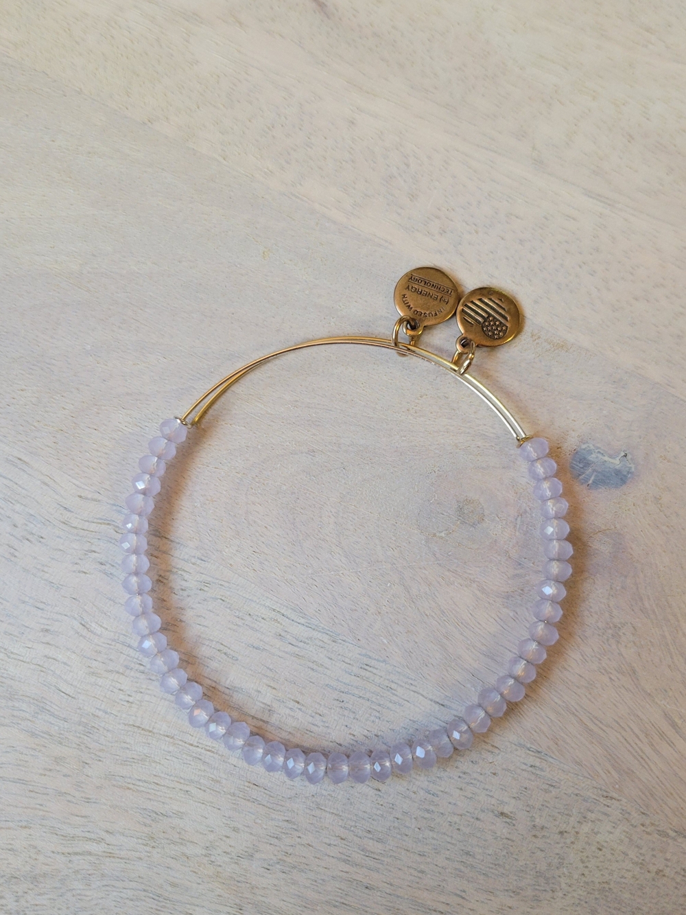 Alex and Ani Lavender Beaded Gold-Tone Bangle Bracelet